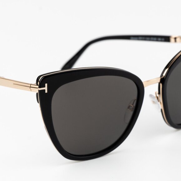 Tom Ford SIMONA Women Sunglasses Black Gold Smoke Semi Cat Eye FT0717 01A NEW - Picture 9 of 11